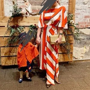 Topshop dress. Orange and red and beige stripes